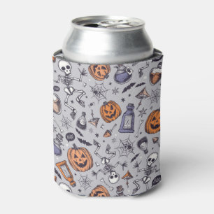 Vintage Halloween Skeleton and Potions Pattern Can Cooler