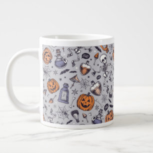 Vintage Halloween Skeleton and Potions Pattern Large Coffee Mug