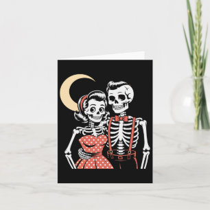 Vintage Halloween Skeleton Couple In Love 1950s St Card