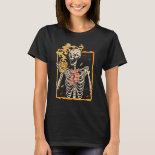 Vintage Halloween Skeleton Pumpkin Spice Latte Syr T-Shirt