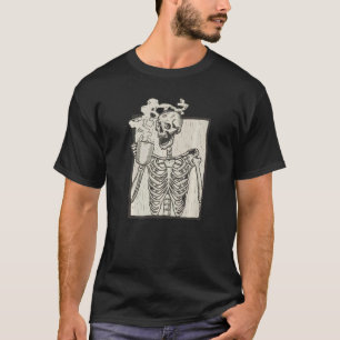 Vintage Halloween Skeleton Pumpkin Spice Latte Syr T-Shirt