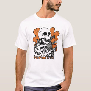 Vintage Halloween Skeleton Pumpkin Spice Latte Syr T-Shirt
