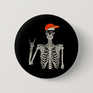 Vintage Halloween Skeleton Rock On Hand Skeleton M 6 Cm Round Badge