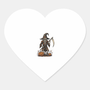 Vintage Halloween Skeleton Scarecrow Pumpkin Shirt Heart Sticker