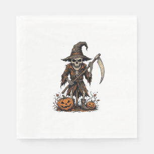Vintage Halloween Skeleton Scarecrow Pumpkin Shirt Napkin