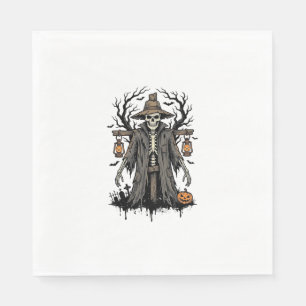 Vintage Halloween Skeleton Scarecrow Shirt Design_ Napkin