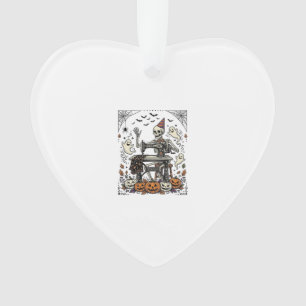 Vintage Halloween Skeleton Sewing Machine Shirt De Ornament