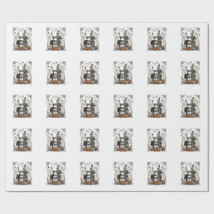 Vintage Halloween Skeleton Sewing Machine Shirt De Wrapping Paper