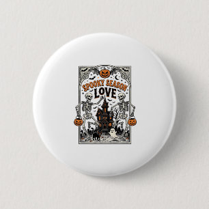 Vintage Halloween Skeleton Spooky Season Love Shir 6 Cm Round Badge