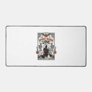 Vintage Halloween Skeleton Spooky Season Love Shir Desk Mat