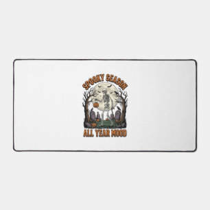 Vintage Halloween Skeleton Spooky Season White Shi Desk Mat