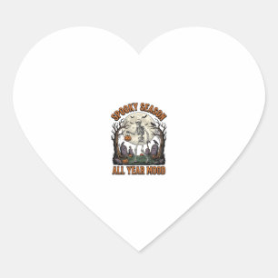 Vintage Halloween Skeleton Spooky Season White Shi Heart Sticker