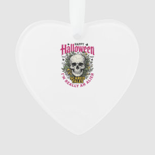 Vintage Halloween Skull Alien Graphic for White Sh Ornament
