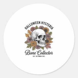 Vintage Halloween Skull Bone Collector Shirt Desig Classic Round Sticker