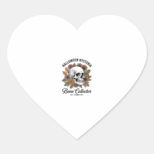 Vintage Halloween Skull Bone Collector Shirt Desig Heart Sticker