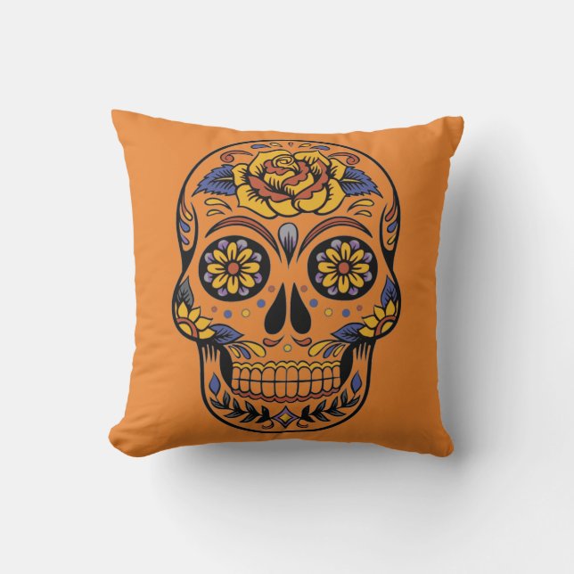 Vintage Halloween Skull Cushion (Front)