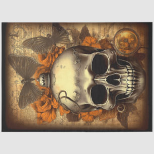 Vintage Halloween Skull shabby Spooky Decoupage  Tissue Paper