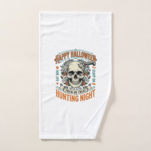 Vintage Halloween Skull Trick or Treat Shirt Desig Hand Towel