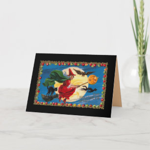 Vintage Halloween Spirit Witch Card
