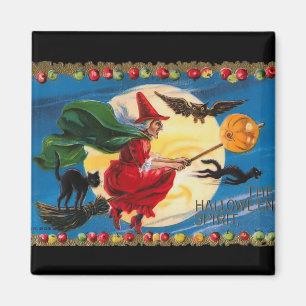 Vintage Halloween Spirit Witch Magnet