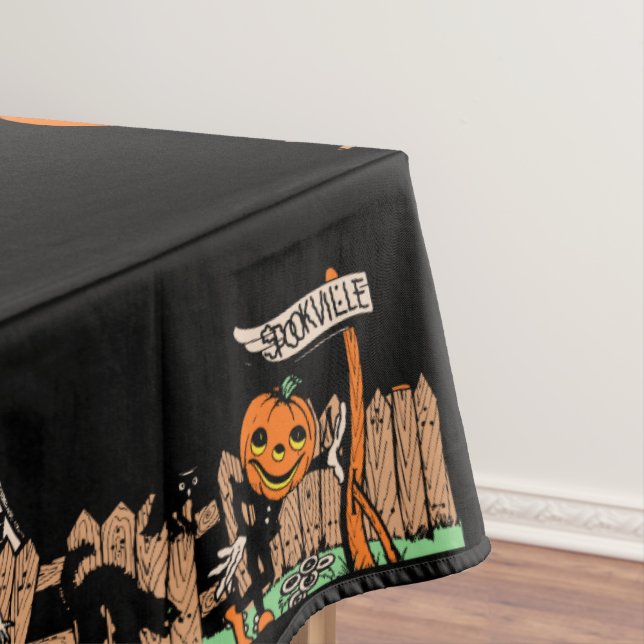 Vintage Halloween Spookville Tablecloth (In Situ)