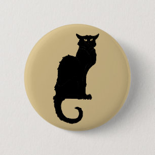 Vintage Halloween, Spooky Art Nouveau Black Cat 6 Cm Round Badge