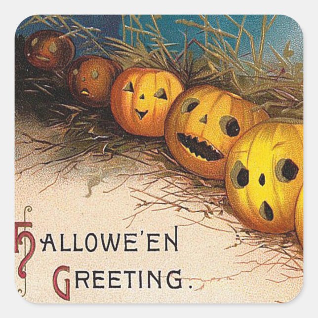 Vintage Halloween spooky pumpkins Holiday sticker (Front)