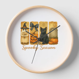 Vintage Halloween Spooky Season, cute ghost floral Clock