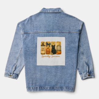 Vintage Halloween Spooky Season, cute ghost floral Denim Jacket