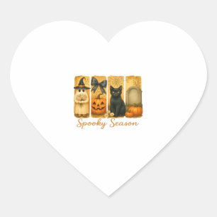 Vintage Halloween Spooky Season, cute ghost floral Heart Sticker