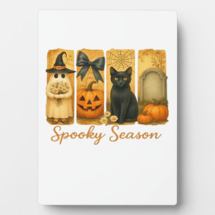 Vintage Halloween Spooky Season, cute ghost floral Plaque