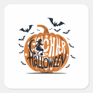 Vintage halloween square sticker