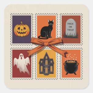 Vintage Halloween Stamp Panel Sticker