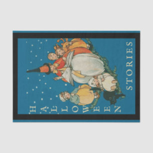 Vintage Halloween Storytime Little Witch Black Cat Tissue Paper