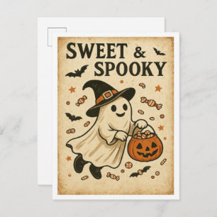 Vintage Halloween Sweet & Spooky Postcard
