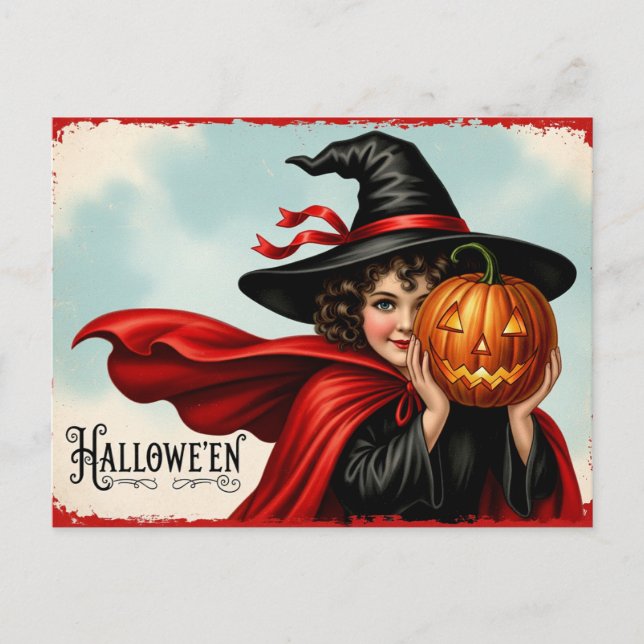 Vintage Halloween Sweetheart Postcard (Front)