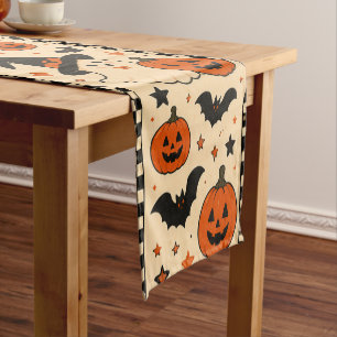 Vintage Halloween Table Runner Cute Ghost & Pump