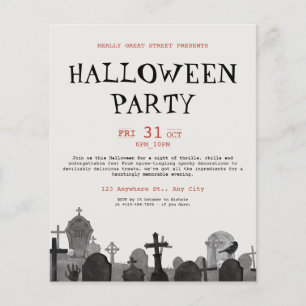 Vintage Halloween Terror Party, Editable Halloween Flyer