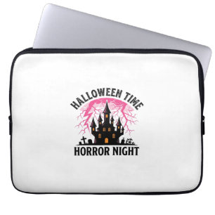 Vintage Halloween Time Horror Night Haunted Castle Laptop Sleeve