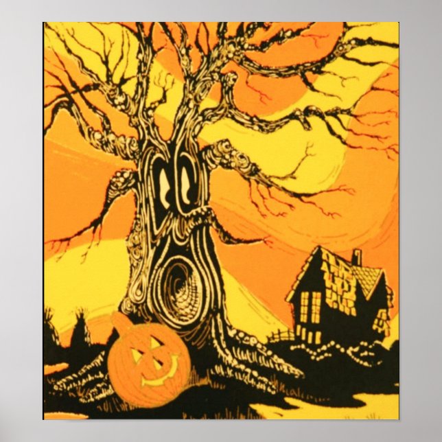Vintage Halloween Tree Poster (Front)