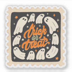 Vintage Halloween Trick or Treat Ghosts Stamp