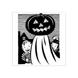 Vintage Halloween Trick or Treat Kids Rubber Stamp