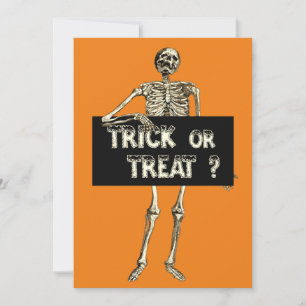 Vintage Halloween Trick or Treat Skeleton Invitation
