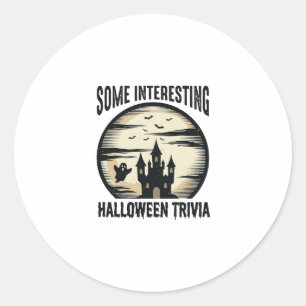 Vintage Halloween Trivia Ghost Moon Shirt Design_1 Classic Round Sticker
