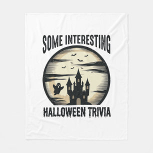 Vintage Halloween Trivia Ghost Moon Shirt Design_1 Fleece Blanket