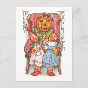 Vintage Halloween Vegetable Family Postcard