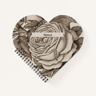 Vintage Halloween Victorian Gothic Rose in Sepia Notebook