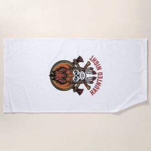 Vintage Halloween Warrior Engraving Graphic for Wh Beach Towel