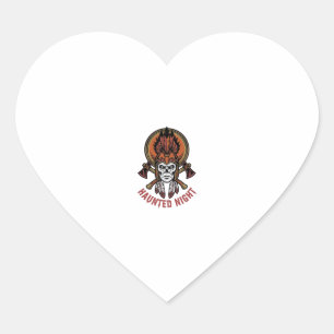 Vintage Halloween Warrior Engraving Graphic for Wh Heart Sticker