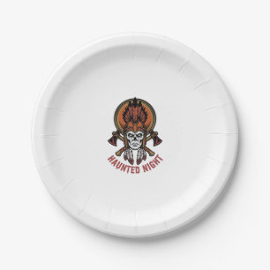 Vintage Halloween Warrior Engraving Graphic for Wh Paper Plate